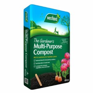 Bag of Westland Gardeners compost on a white background