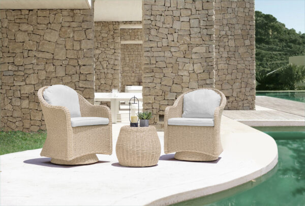 Bellagio Swivel Chairs and Side Table